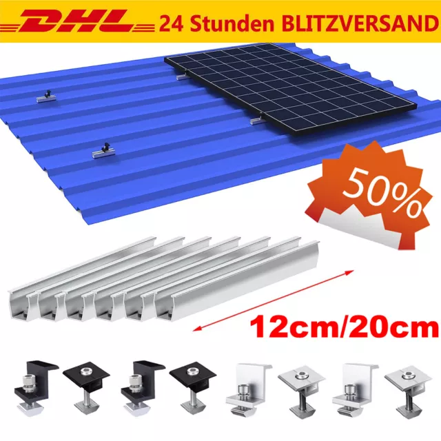 Photovoltaik Alu Solarmodul Halterung PV Schiene Montageset Befestigungsschiene