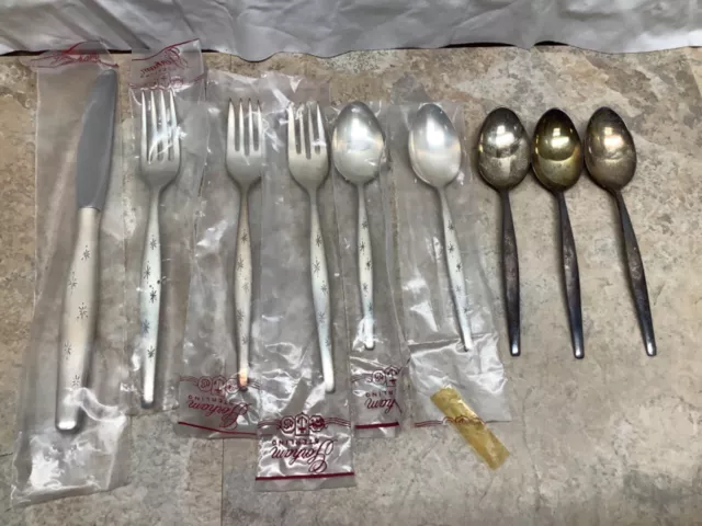 9 pc Lot Gorham Sterling Silver Flatware Stardust Spoons Forks Butter Knife