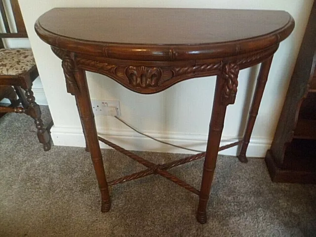 Beautiful Faux Bamboo Hall Table / Demi Lune with secret drawer.