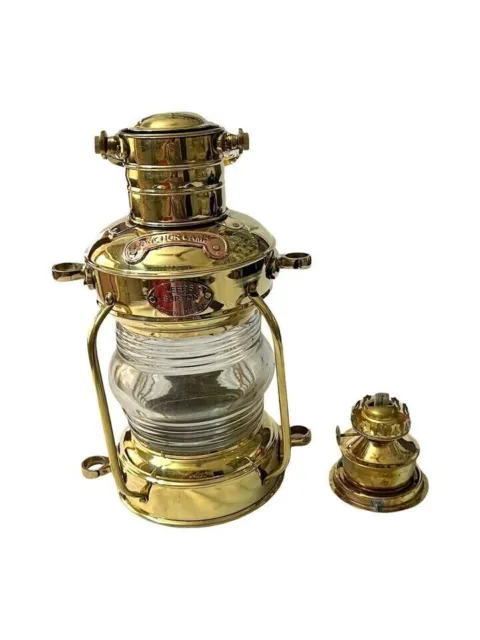Antike kleine Öllampe aus Messing, maritime Schiffslaterne, 35,6 cm,...