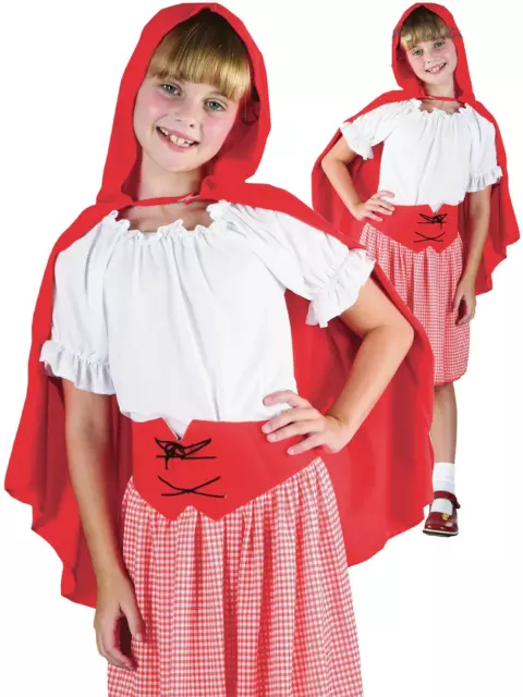 Girls Little Red Riding Hood Costume World Book Day Kids Fancy Dress Outfit New