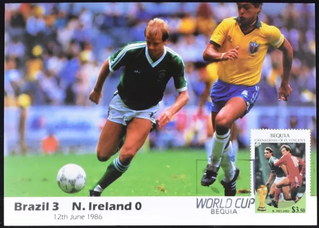 St. Vincent 1986 World Cup Football Maximum Card Brazil V N. Ireland #C49482