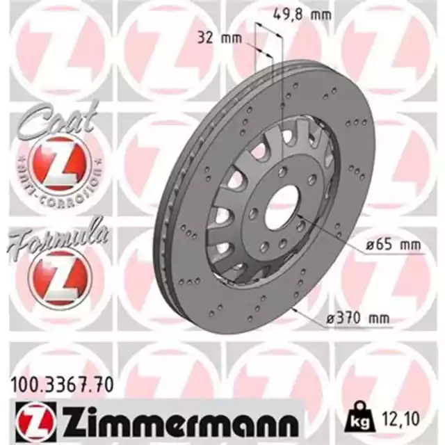 2x ZIMMERMANN FORMULA Z BREMSSCHEIBEN 370mm GELOCHT VORNE passend für AUDI TT CU 2