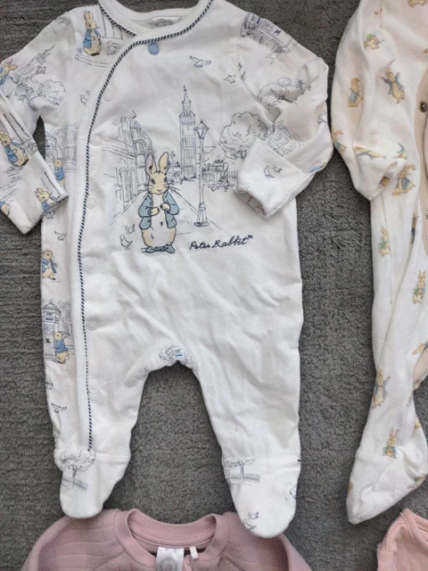 Massive bundle baby girls 0-3 months clothes sleepwear bedtime sleepsuits & vest 7