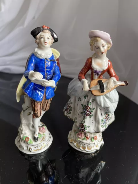 2 SITZENDORF Porzellanfiguren, Mann und Frau, 15 cm, Rarität