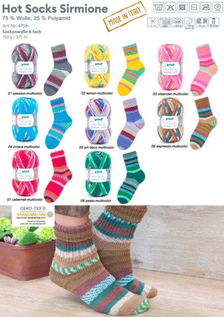 "Gründl Hot Socks Sirmione 6fach" 150g Sockenwolle Strumpfwolle mit Farbverlauf