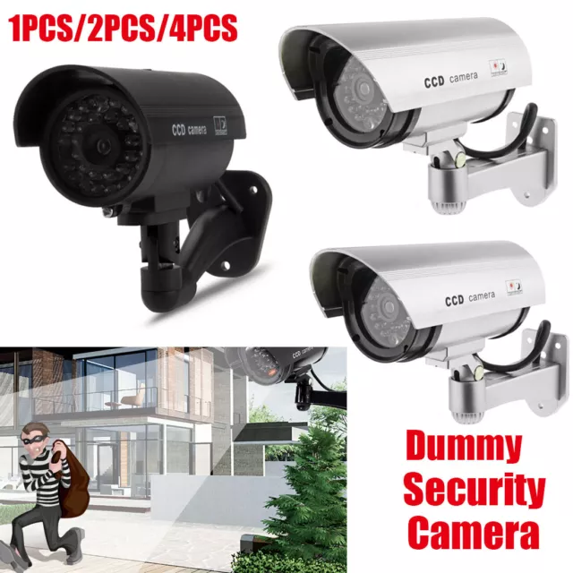 Dummy Fake Decoy Cctv Security Camera With Flashing Led Indoor Outdoor 1/2/4Pack