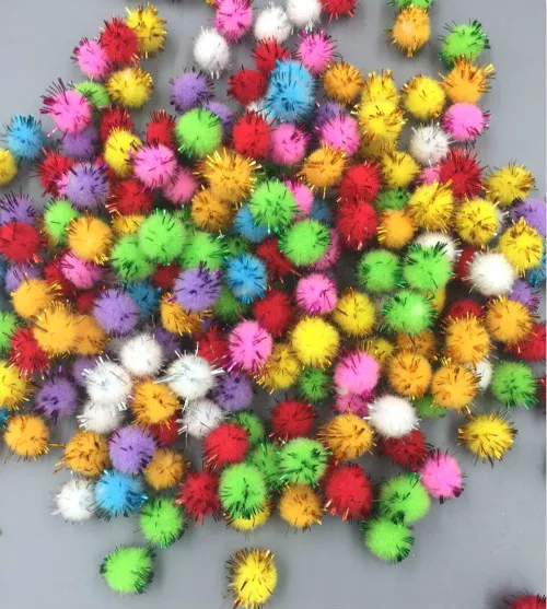 500 Fluffy Craft PomPoms Balls Mixed Colours Pom Poms xmas tinsel festive 10mm