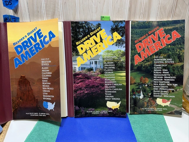 Reader's Digest DRIVE AMERICA Road Atlas 1996 3-Volume Set Vinyl Case 50 States