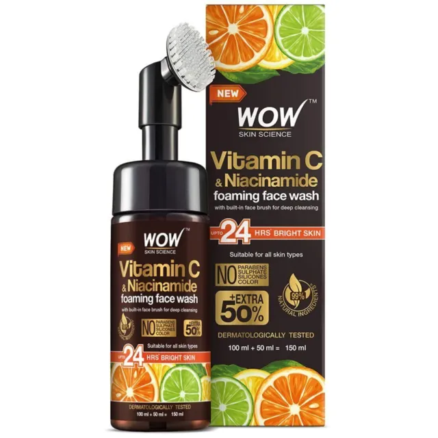 WOW Skin Science Jabón facial en espuma iluminador con vitamina C y...