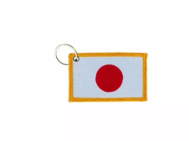 Keychain keyring embroidered embroidery patch double sided flag japan