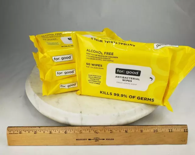 4x 50 Pack Full Circle For Good Fiber Blend Wipes Antibacterial Lemon EXPIRED