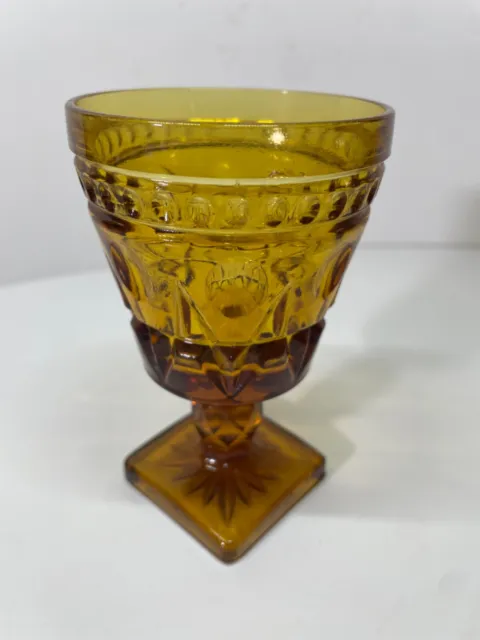 Vintage Depression Glass Amber Indiana pattern Goblet Wine Water Cup 4 1/2" Tall