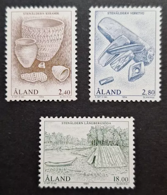 Aland Islands: SG87-89; 1994 The Stone Age; complete unmounted mint (MNH) set