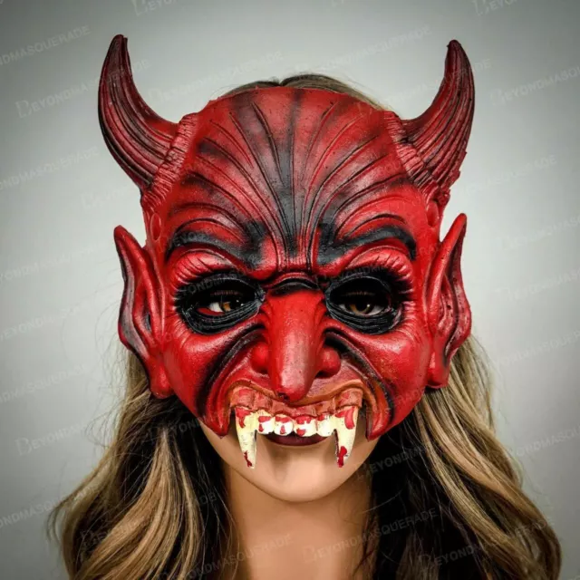 Devil Mask Demon Halloween Masquerade Mask Goblin Devil Horns Party Mask