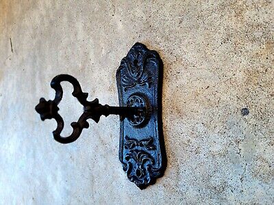 Key Wall Hook, Cast Iron Wall Black hook Hanger, Skeleton Key Victorian Bath NEW