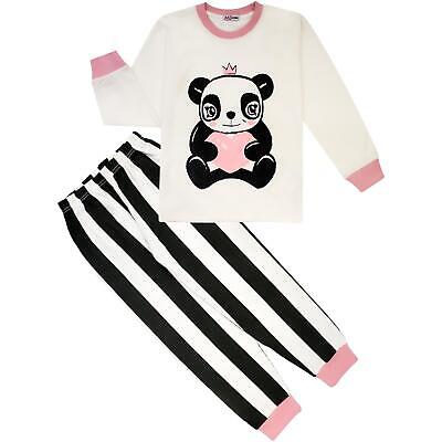 Kids Girls Boys Christmas Pyjamas Baby Pink Panda Animal Xmas Set Lounge Suit