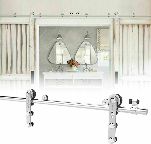 4-16FT Stainless Steel Sliding Barn Door Hardware Closet Track Kit Single/Double