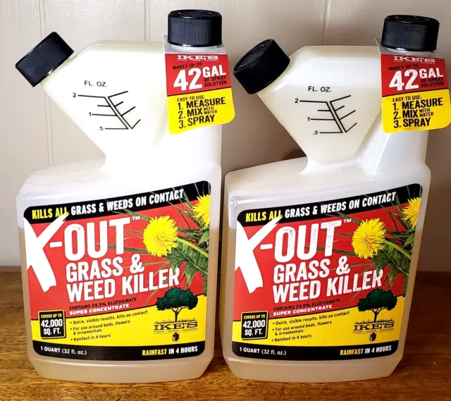 2 PK Ike's X-Out Grass & Weed Killer  1 Quart Super Concentrate Makes 42 gallons
