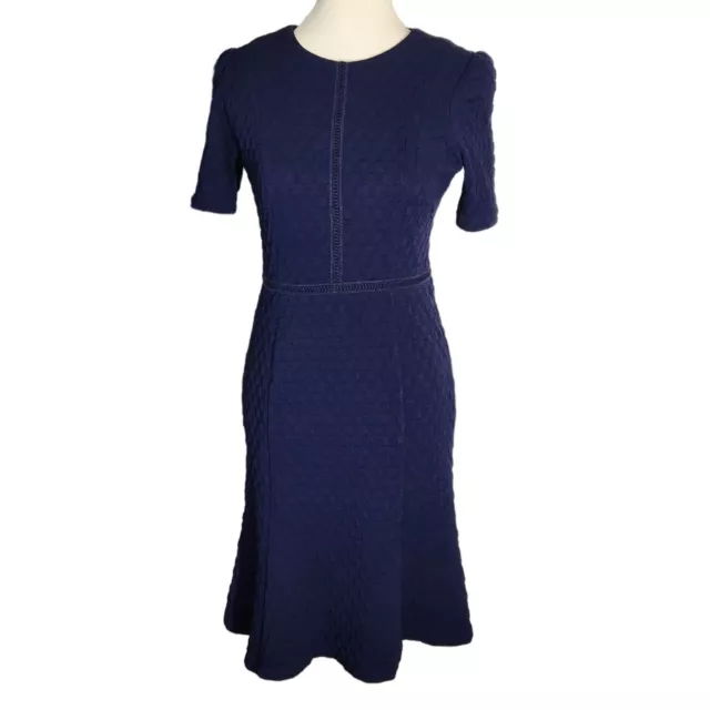 Maggy London Blue Textured Short Sleeve Sheath Dress Women's Size 6