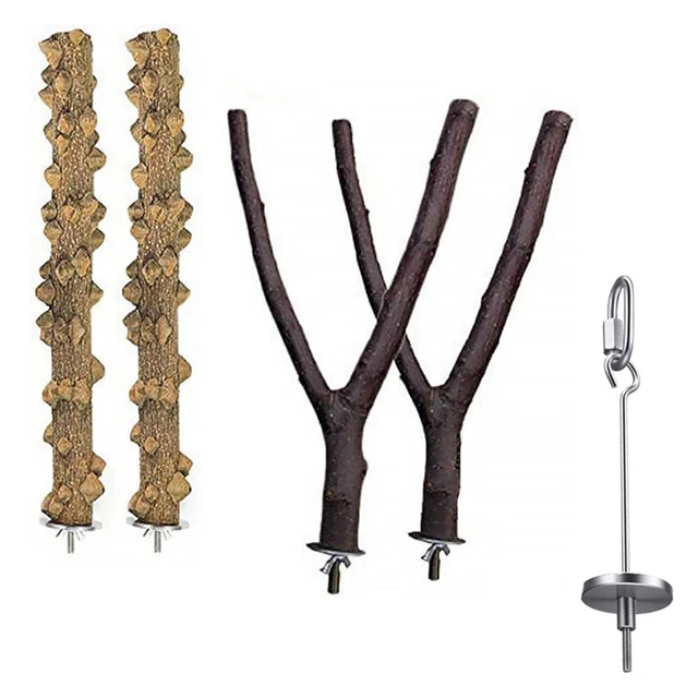 5pcs Vogelholz Barch Stand Vogel Papageiung Barsch Holz Fork Barsch Stange