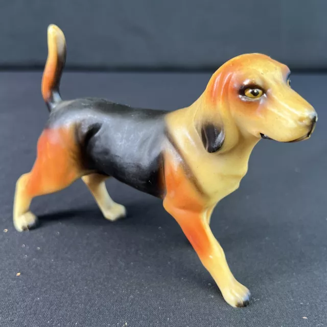 1960’s Hound Dog Harrier Foxhound Beagle Vintage Plastic Figurine Hong Kong 6”