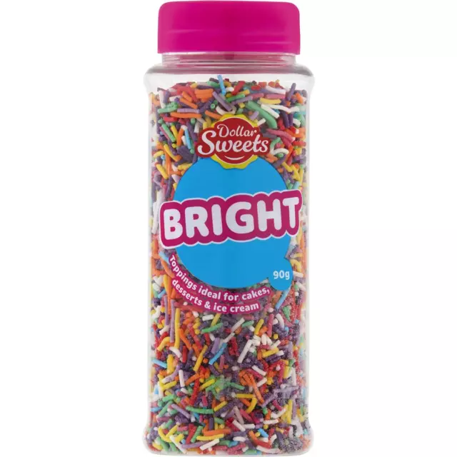 Dollar Sweets Bright Rainbow Candy Sprinkles Cake Dessert Decoration Topping 90g