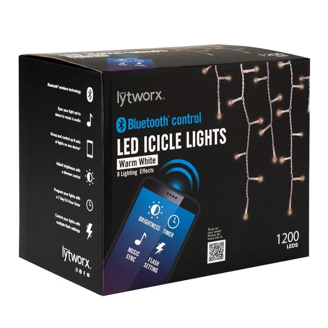 Lytworx 1200 led warm white low voltage bluetooth icicle lights deals