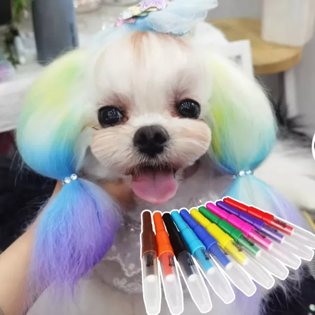10Pcs Dog Dye Powder Long Lasting Effective Pet Hair Dog Agent Dye Pen Universal