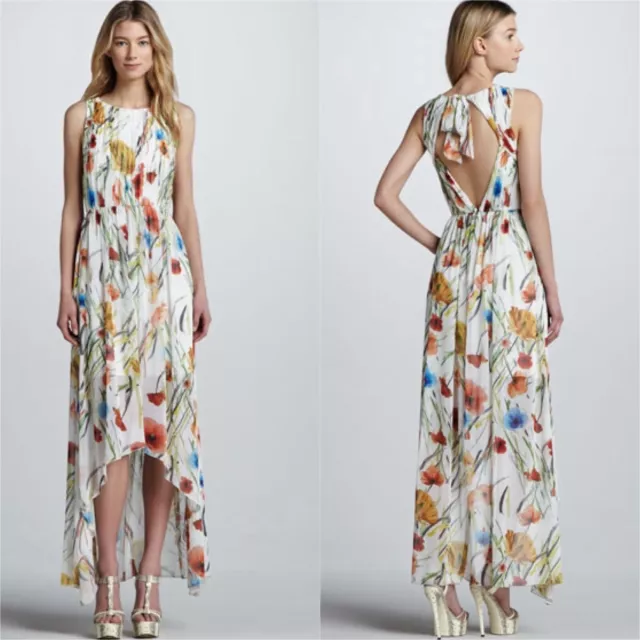 Alice + Olivia Mel Open Back High Low Floral Print Dress Multicolor Size 4