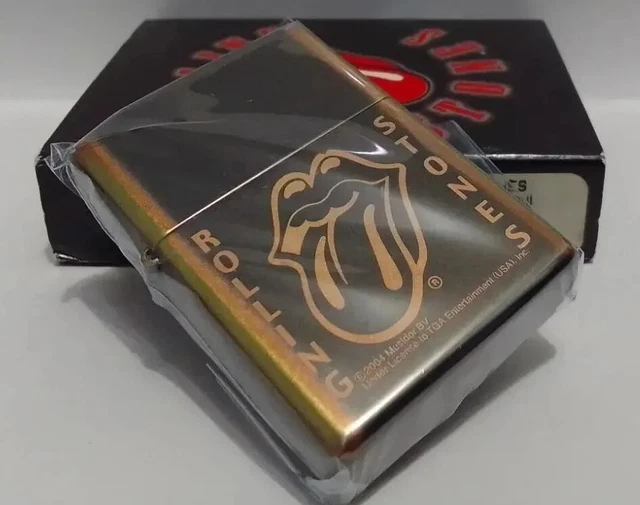 Zippo 2004 B 04 Rolling Stones Mocha Latte Flat bottom Brass Insert Read