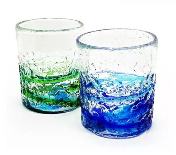 Par Rock Glass Ryukyu Juego Lowball hecho a mano Tradicional Okinawa 320ml...