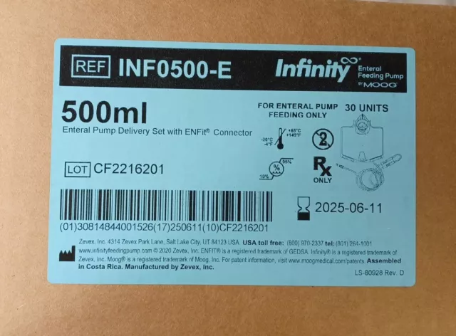 Moog Infinity Inf0500-e Feeding Bags For External Pump Box Of 30 New