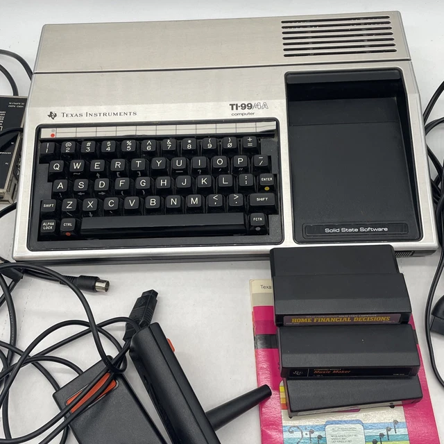 TEXAS INSTRUMENTS TI-99/4A, Power Supply, Wires, 3 Cartridges, 2 ...