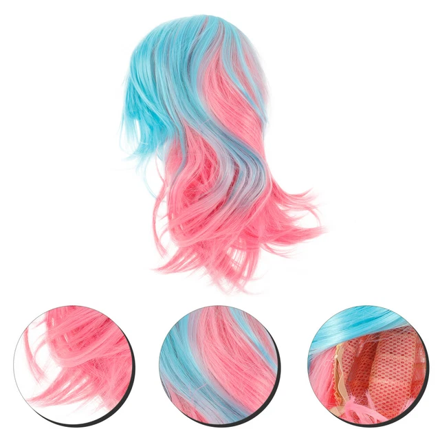 Wig Colorful Halloween Curly Rainbow Synthetic Bob Harajuku