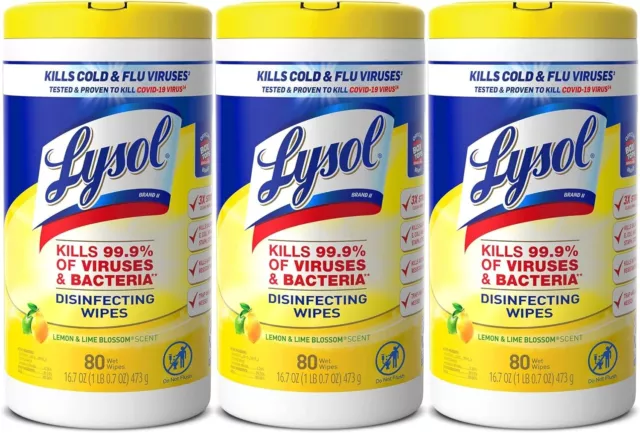 Lysol Disinfectant Wipes, Multi-Surface Antibacterial Cleaning Wipes, 3 packs