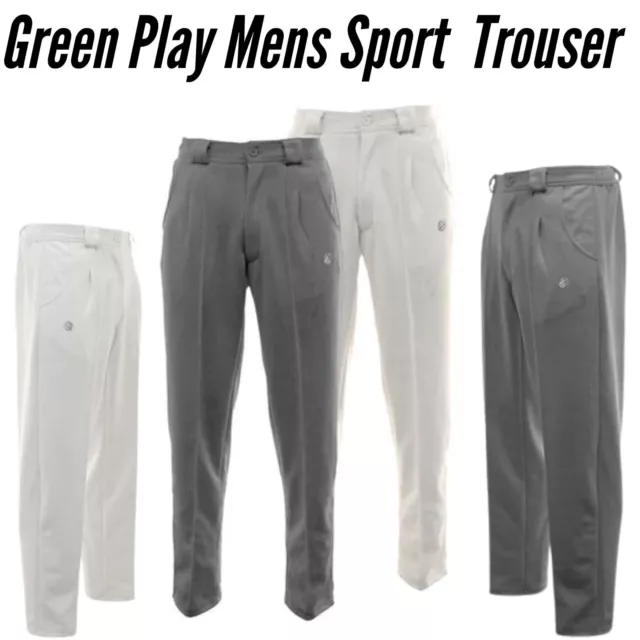 Green Play Mens Professional Sports Bowling Bowlswear White Trousers Uk Sizes