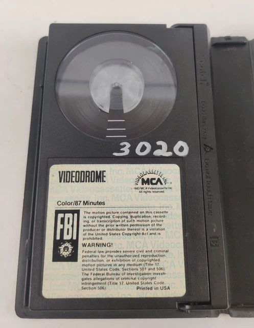 Videodrome 1983 Beta Betamax Tape Only NOT VHS