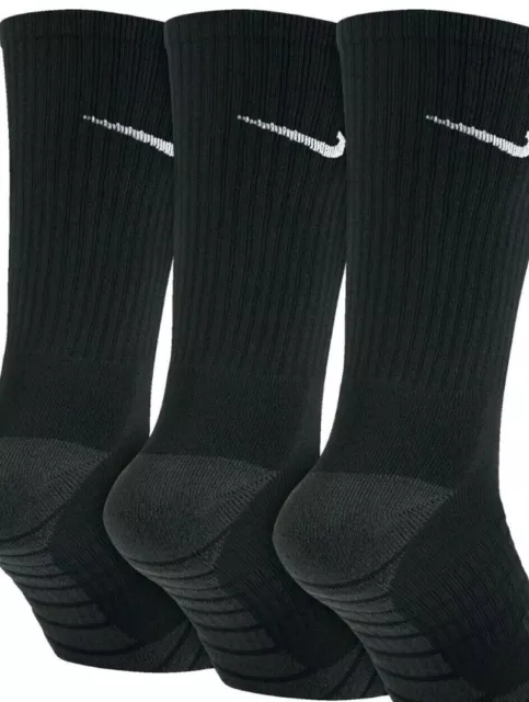 Nike Men's Women Socks 3 Pairs Crew Everyday Cushioned Cotton Sports Gym  Socks