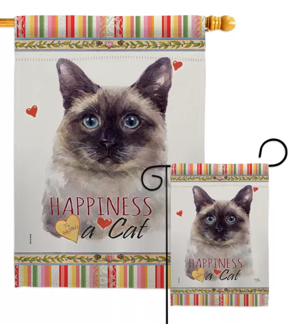 Siamese Happiness Garden Flag Animals Cat Decorative Gift Yard House Banner