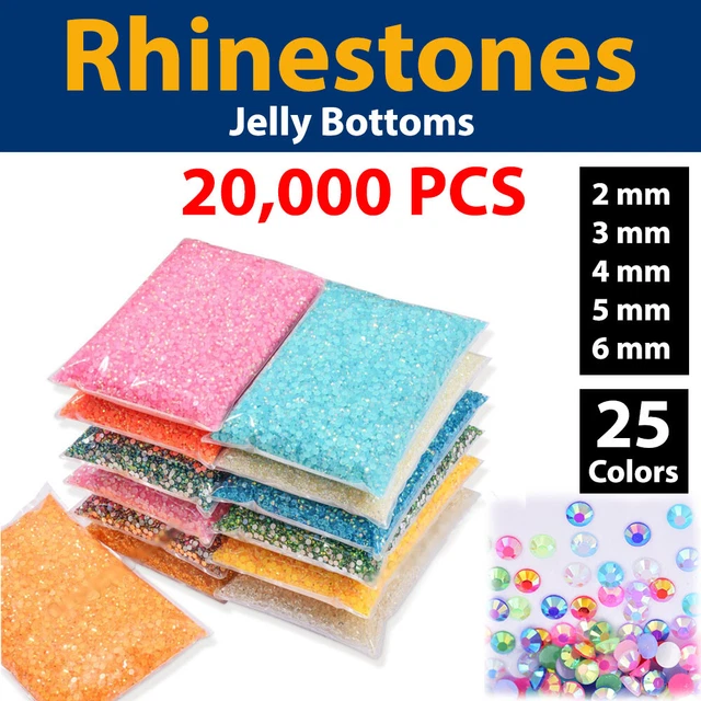20,000 PCS Rhinestones AB Jelly Bulk Non Hot Fix Nail Beads Crystal Flatback Lot