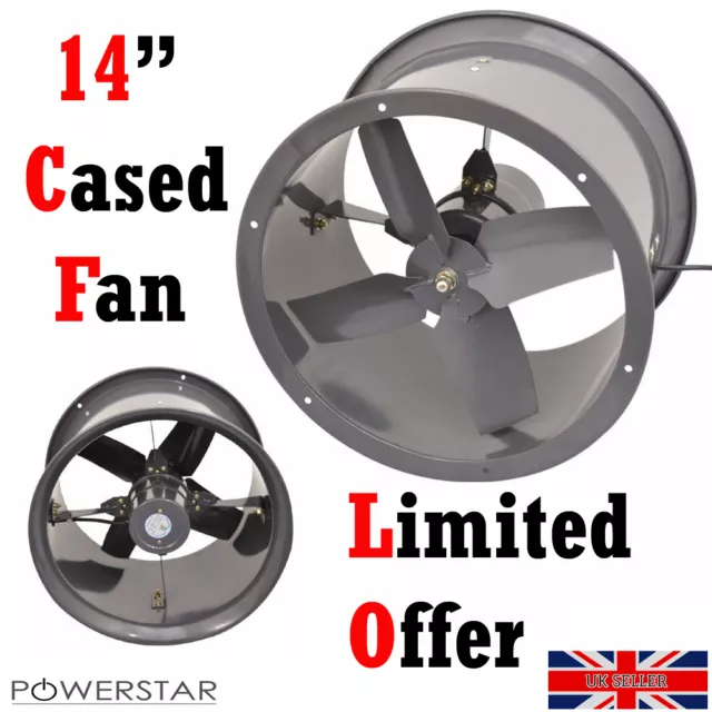 14" Cased Fan Axial Extractor Canopy Kitchen Restaurant Industrial Duct 350mm