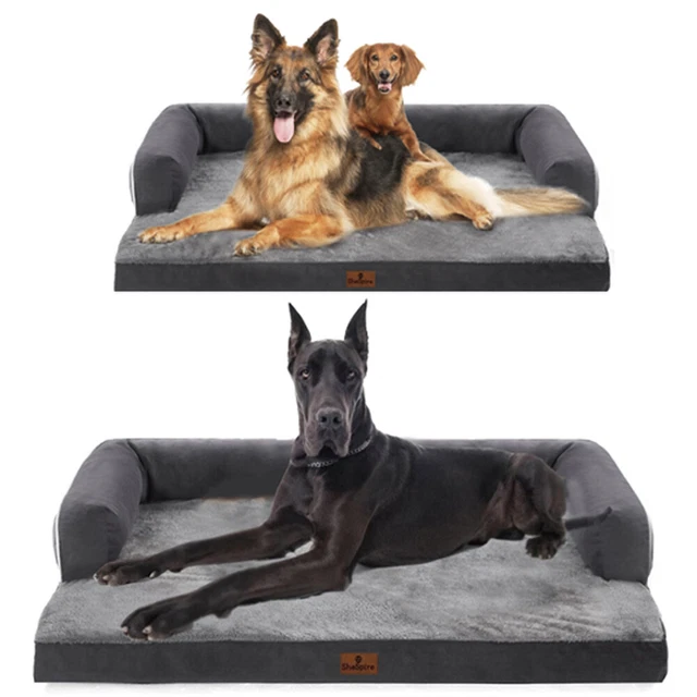 Dark Gray Orthopedic Memory Foam Dog Bed Waterproof Pet Mattress Washable Cover