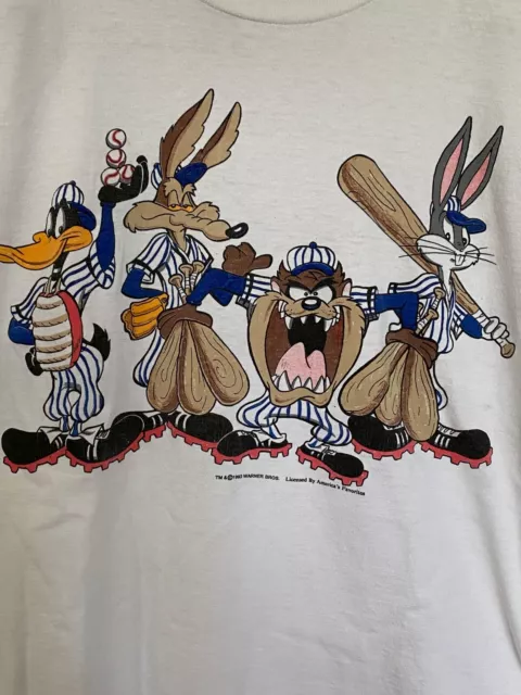 Looney Tunes Warner Bros 1993 Baseball T Shirt Vintage Single Stitch Bugs Taz XL