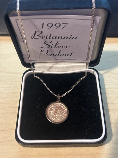 Royal Mint 1997 Fine 1/10 Oz Proof Solid Silver Coin Pendant Britannia (15931)