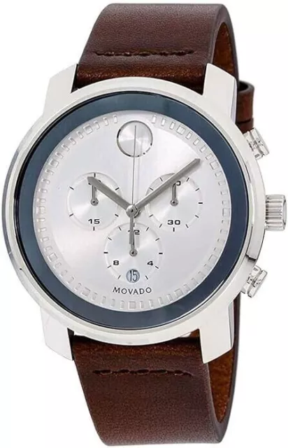 Movado Bold Men’s 44mm Chronograph Leather Strap Watch 3600465