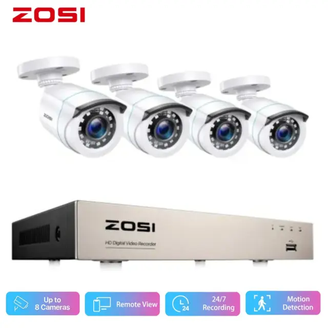 ZOSI FHD 1080P Überwachungskamera Set 8CH H.265+ DVR 2MP Außen TVI IR Kamera