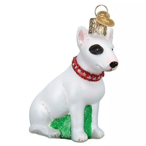 Old World Christmas BULL TERRIER (12587) Glass Ornament w/ OWC Box