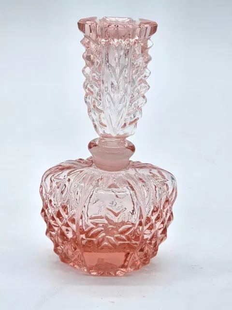 Vintage Art Deco Style Pink Glass Perfume Bottle Starburst Bathroom Vanity Decor