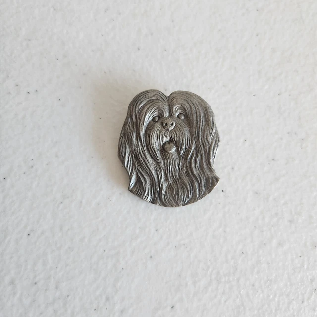 Vintage Rawcliffe Lhasa Apso Dog Canine Pewter Lapel Tack Pin